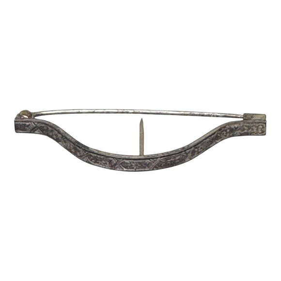 Antique Victorian Sterling Silver Nosegay Flower Corsage Holder Brooch Pin VTG - Picture 1 of 7